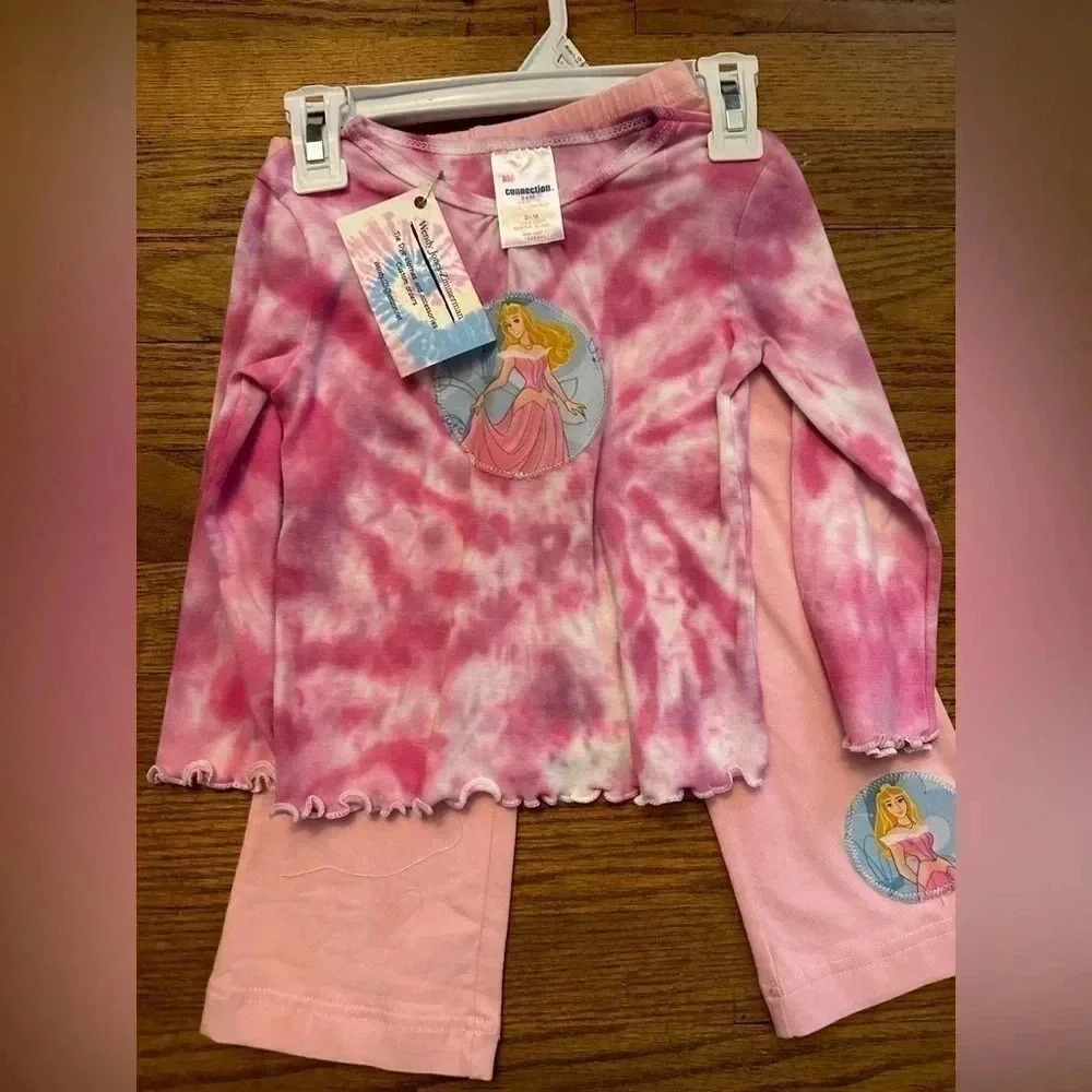 Disney Sleeping Beauty Bundle tie dye 2T girls shirt and pants  tie dye